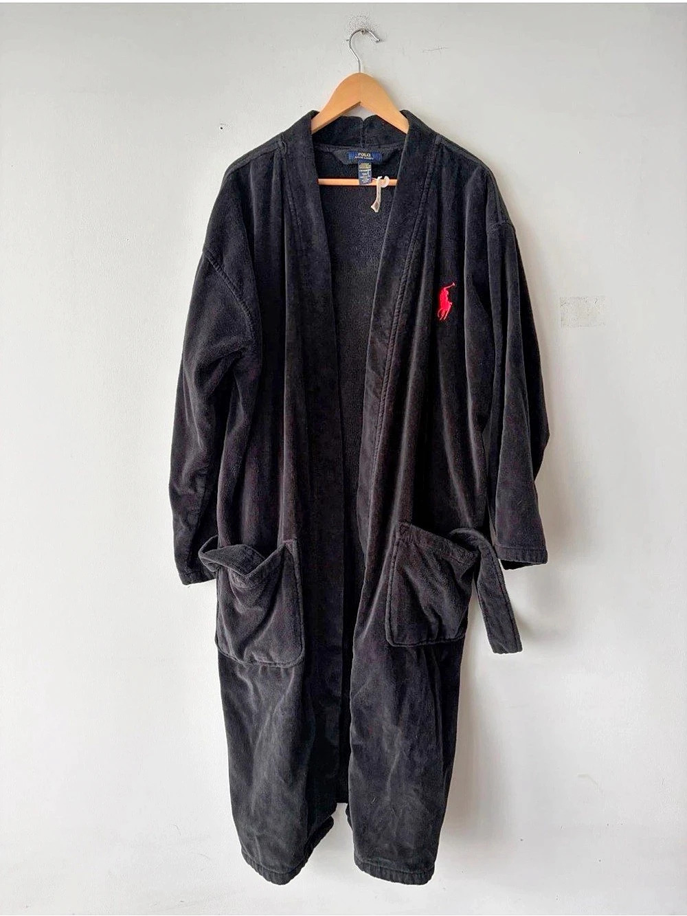 Polo Ralph Lauren Mens 100% Cotton Black Robe Size M NEW